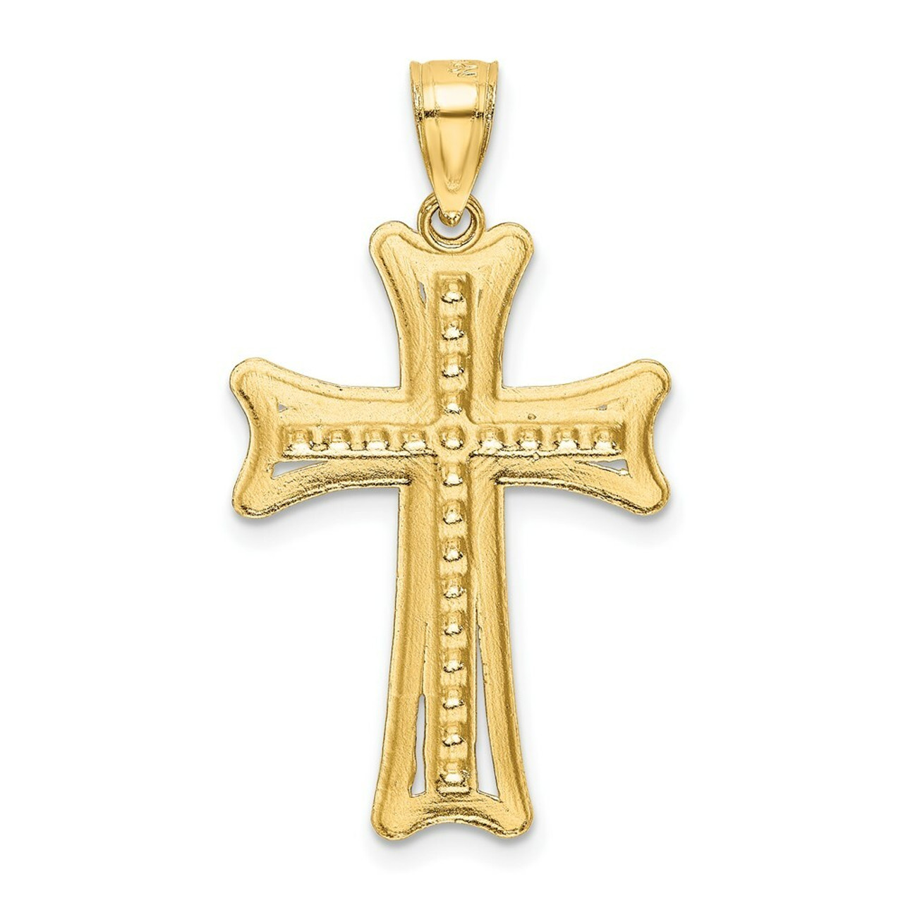14k Yellow Gold Diamond-cut Cross Pendant - (A86-296)