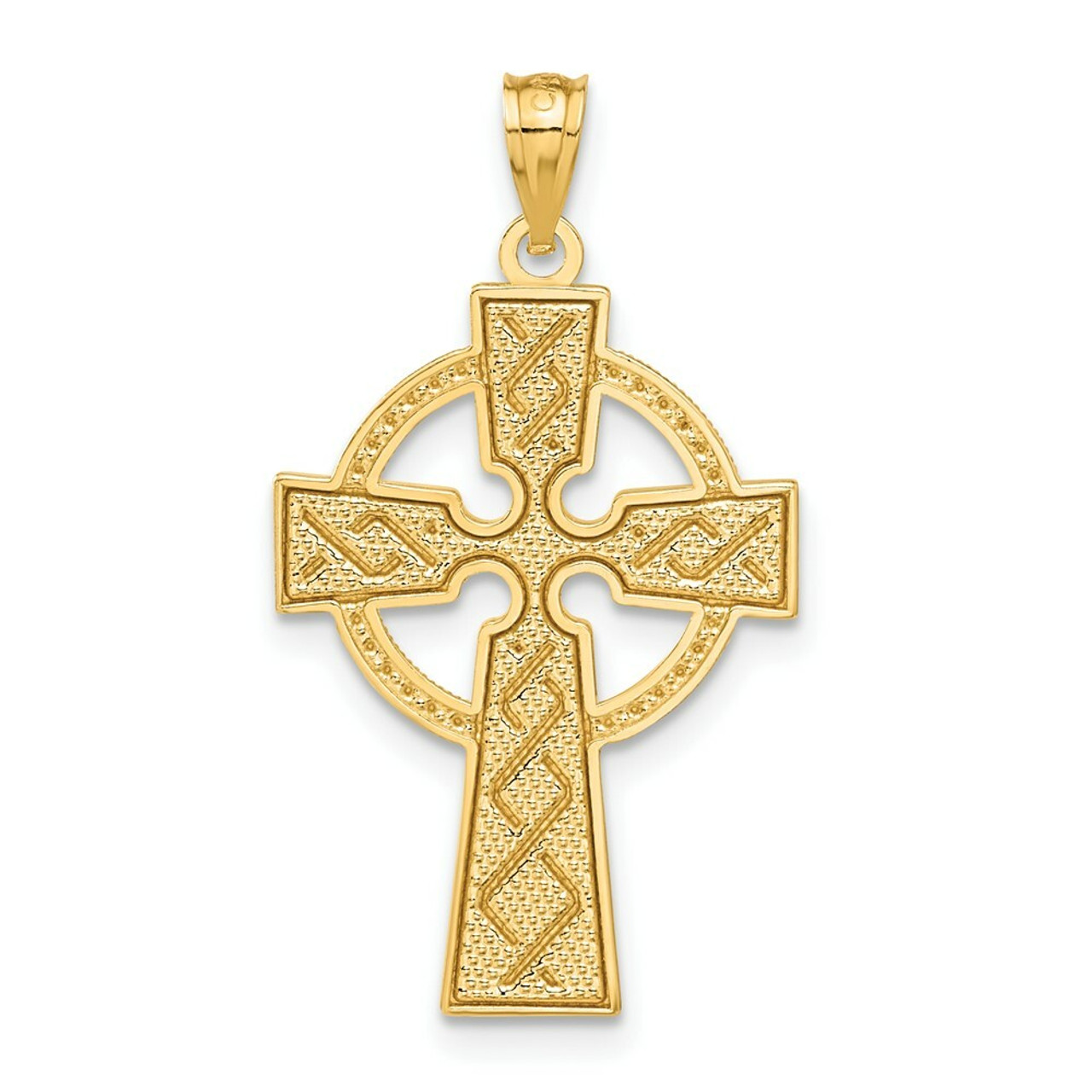 14K Yellow Gold Celtic Cross Pendant 32mm length - (A86-815)