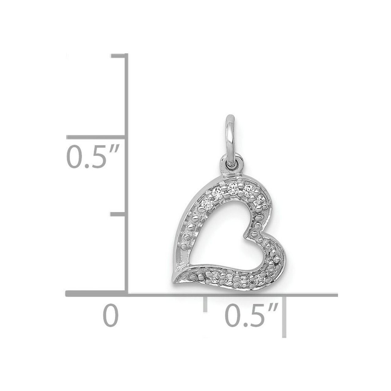 14K White Gold Diamond Heart Charm 1/20-Carat - (A97-182)