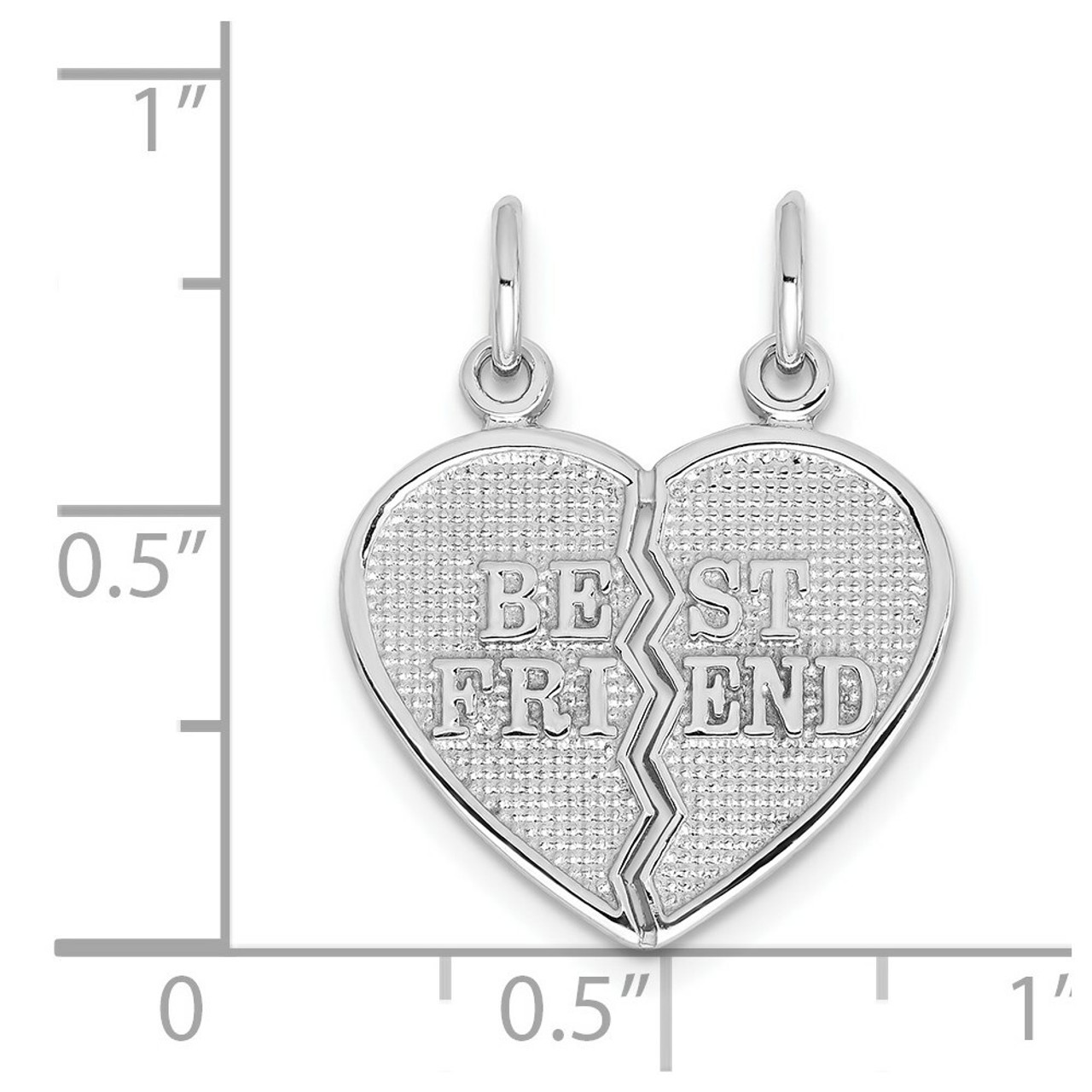 14K White Gold Best Friend Break-apart Charm Pendant - (A98-415)