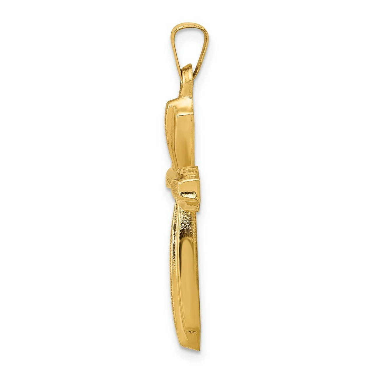 14K Yellow Gold Textured and Polished Passion Cross Pendant - (B11-120)