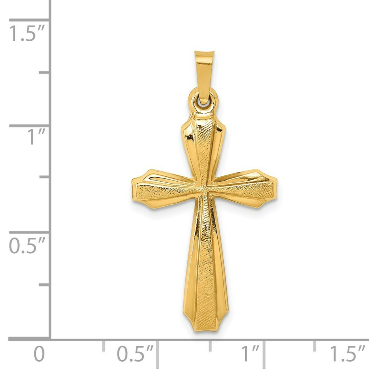 14K Yellow Gold Textured and Polished Passion Cross Pendant - (B11-120)