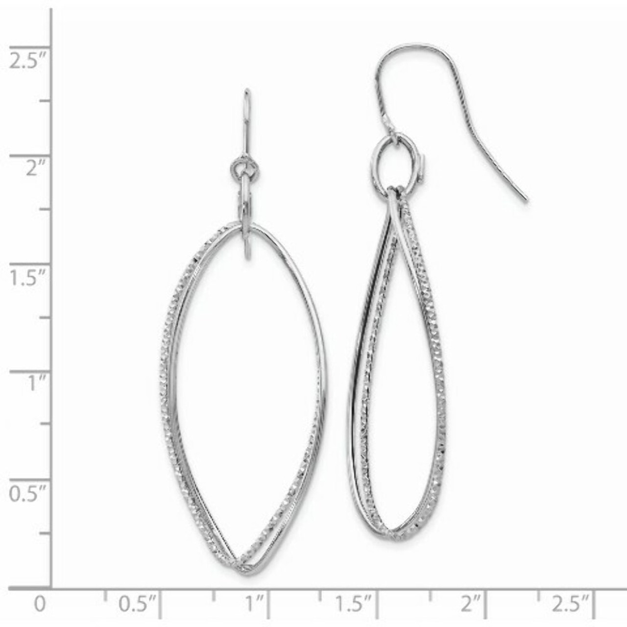 14K White Gold Twist Dangle Shepherd Hook Earrings - (B39-536)