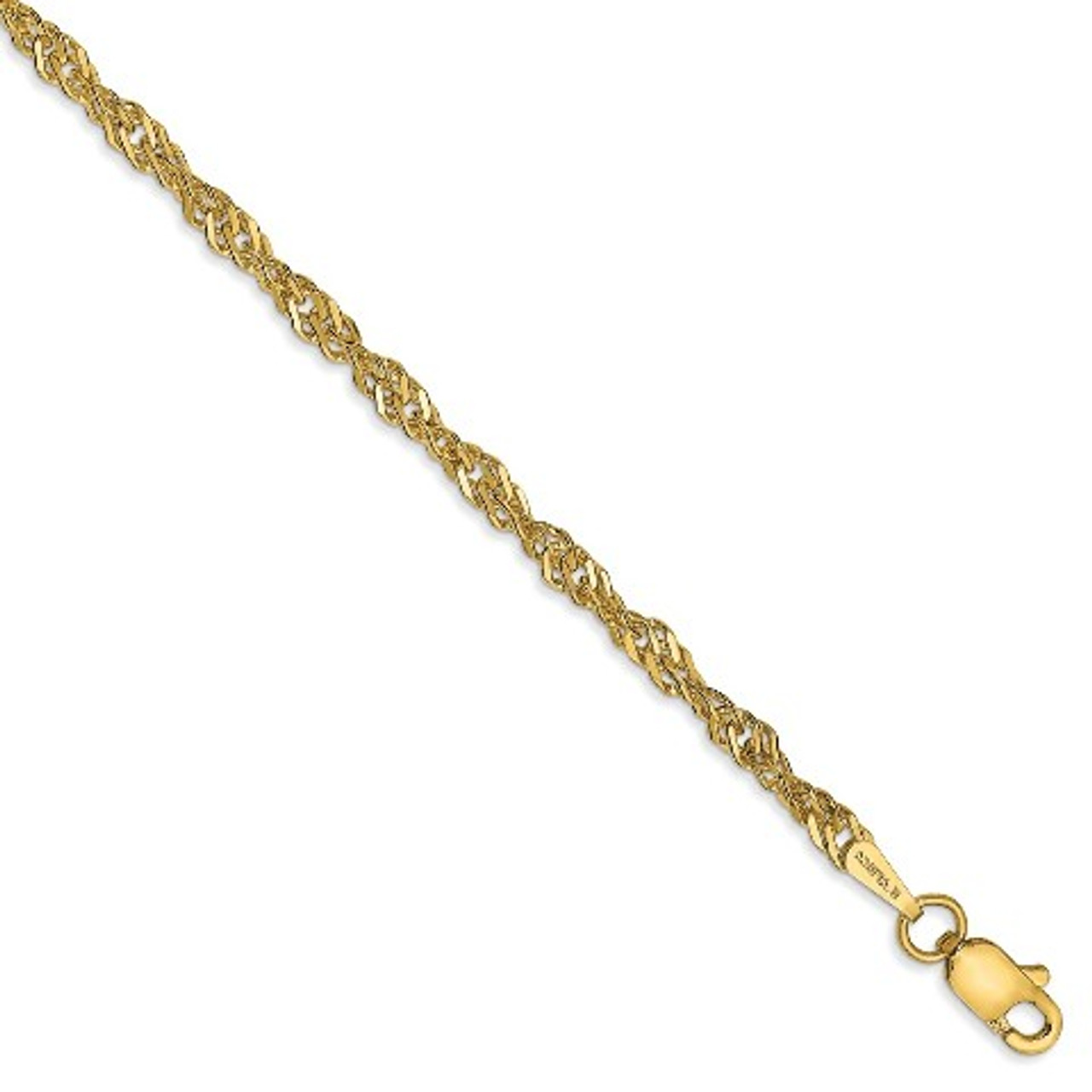 14K Yellow Gold 2.75mm Lightweight Singapore Chain Anklet - length: 10'' inches - (C64-227)