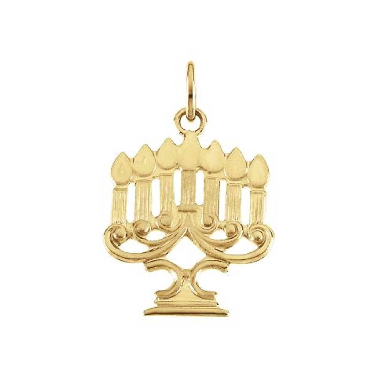 14K Yellow Gold 18x14mm Menorah Pendant - (B15-768)