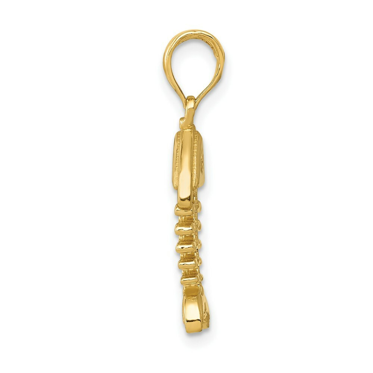 14K Yellow Gold Polished 3-Dimensional Fish Bone Pendant - (A83-556)