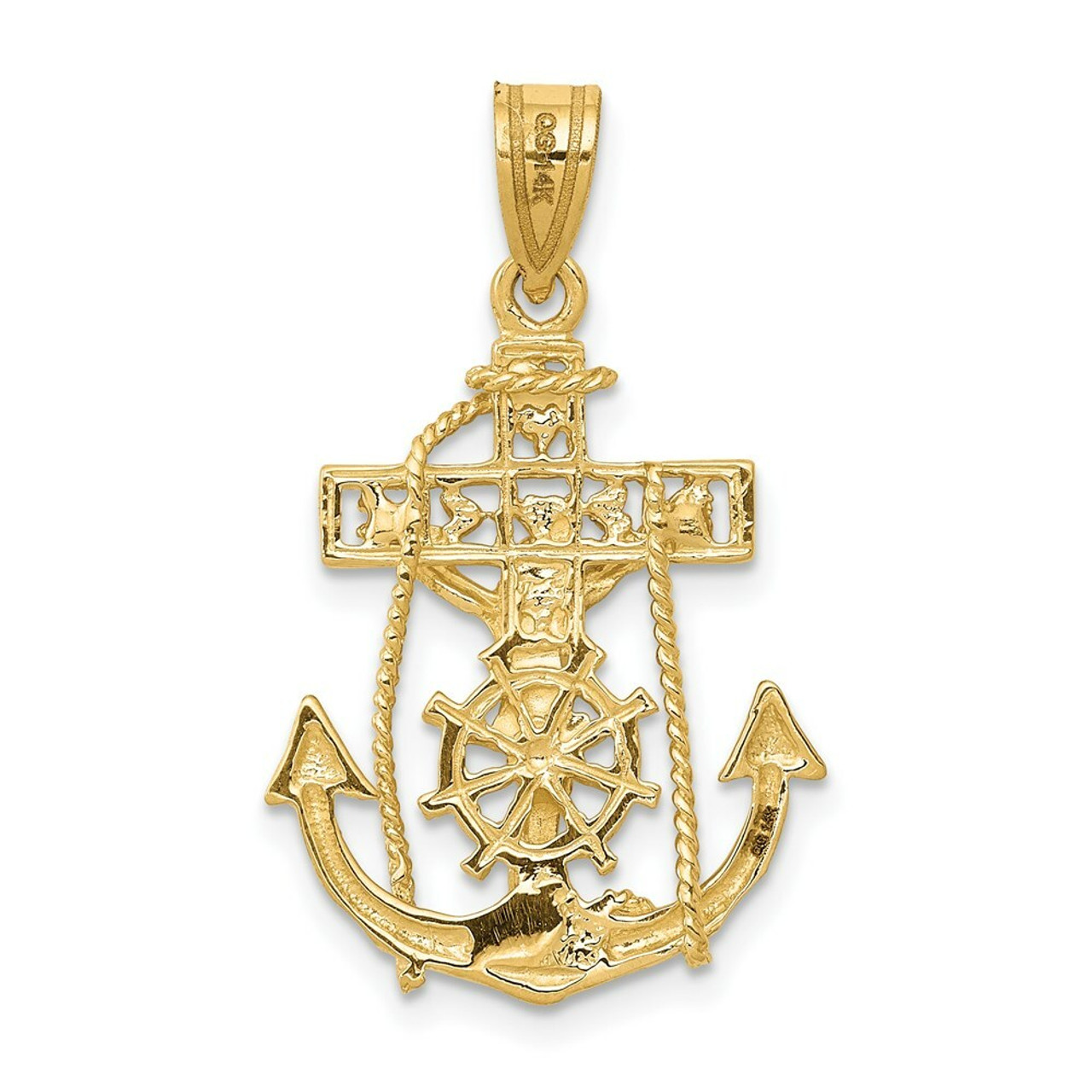 14K Yellow Gold Mariners Cross Pendant 29mm length - (A83-924)