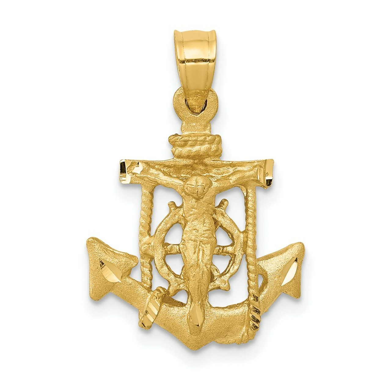14K Yellow Gold Mariners Cross Pendant 24mm length - (A84-337)