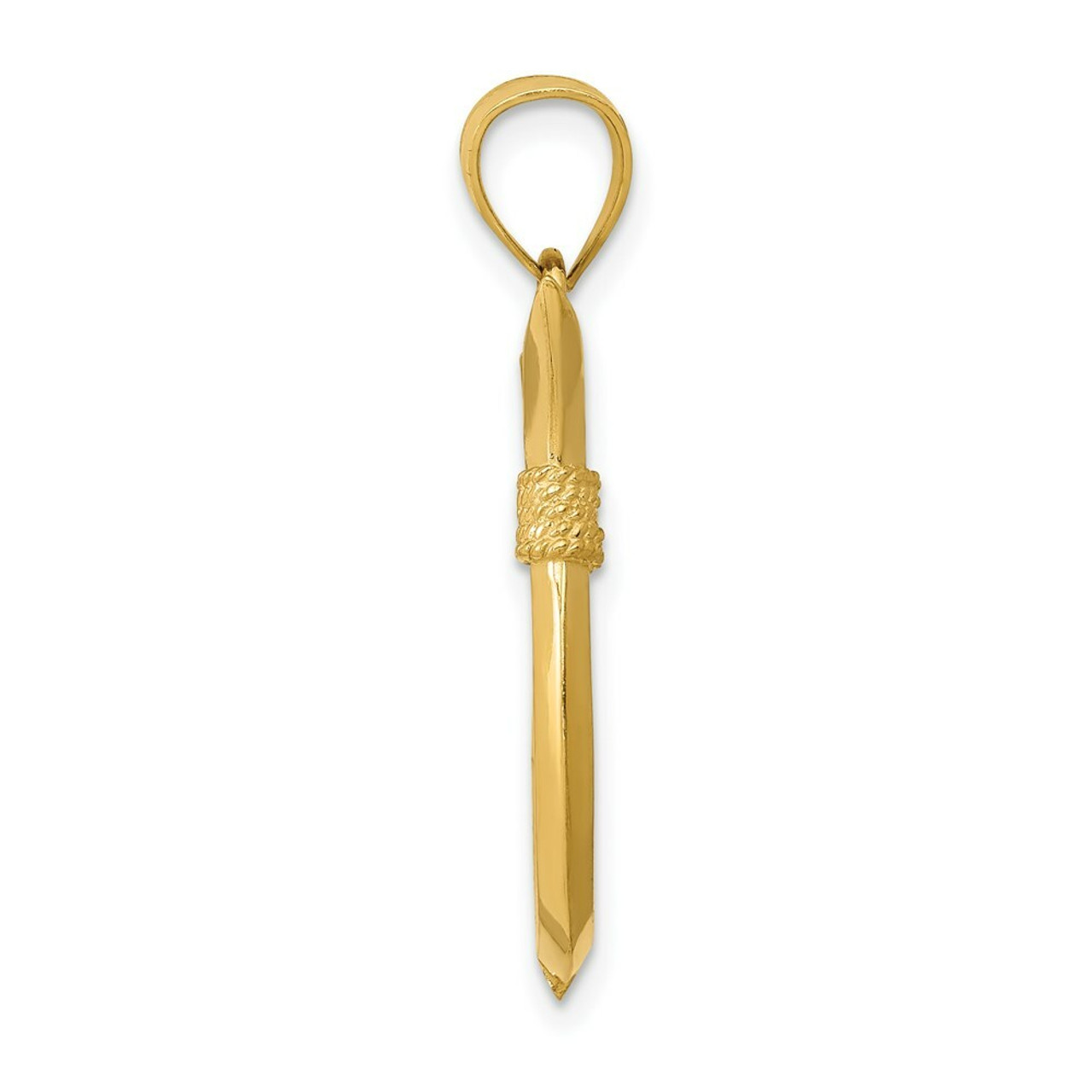 14K Yellow Gold Whale Tail Hook Pendant - (A84-452)