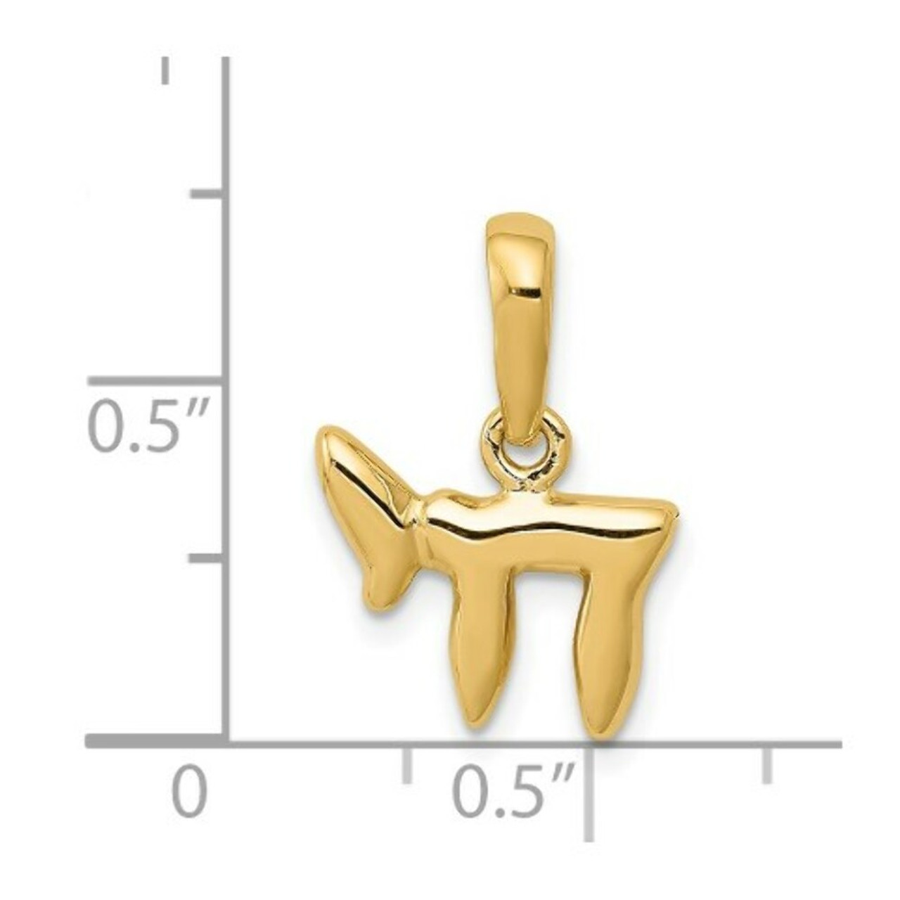 14K Yellow Gold Chai Pendant 18mm length - (A85-230)