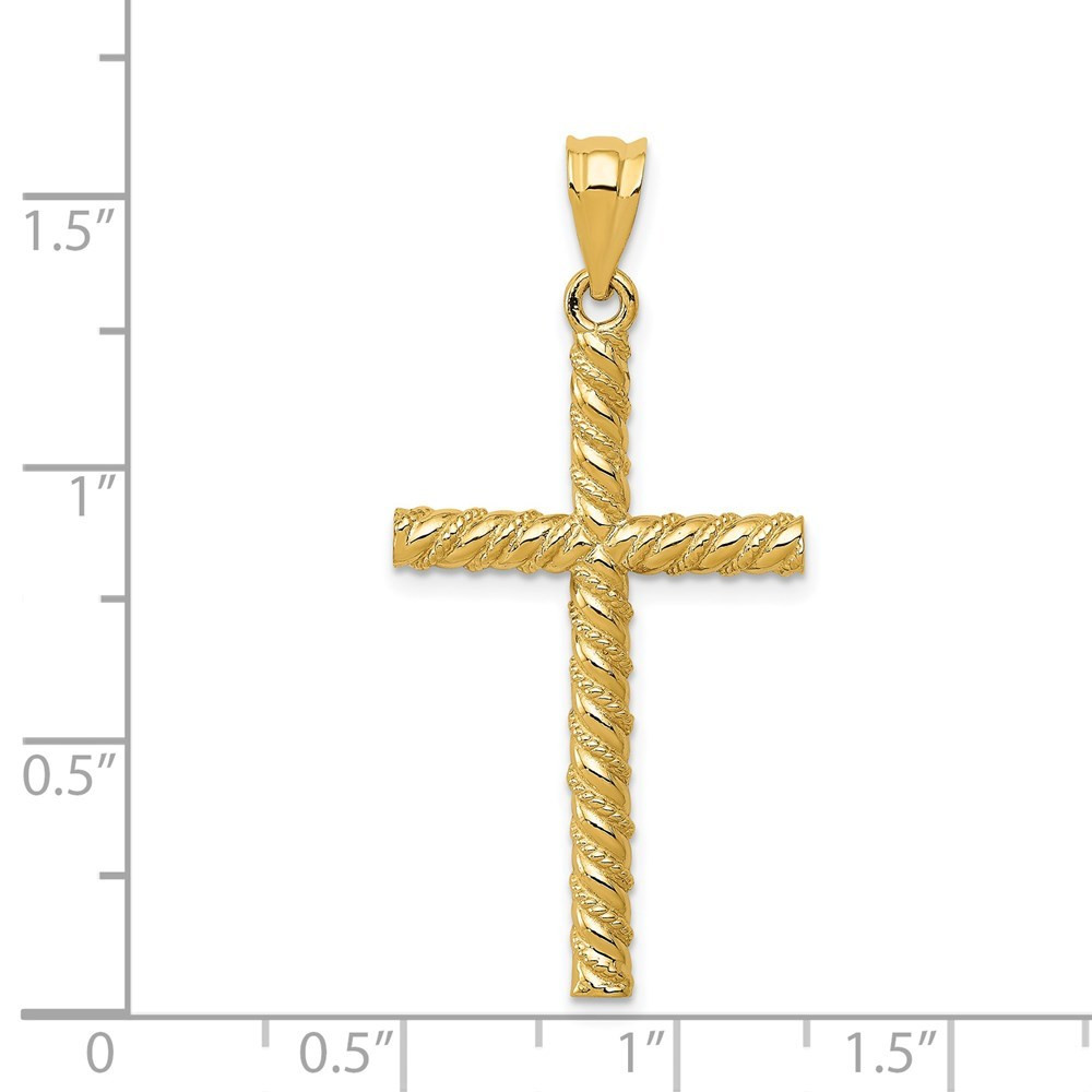 14K Yellow Gold Satin & Diamond-Cut Cross Pendant - (A86-762