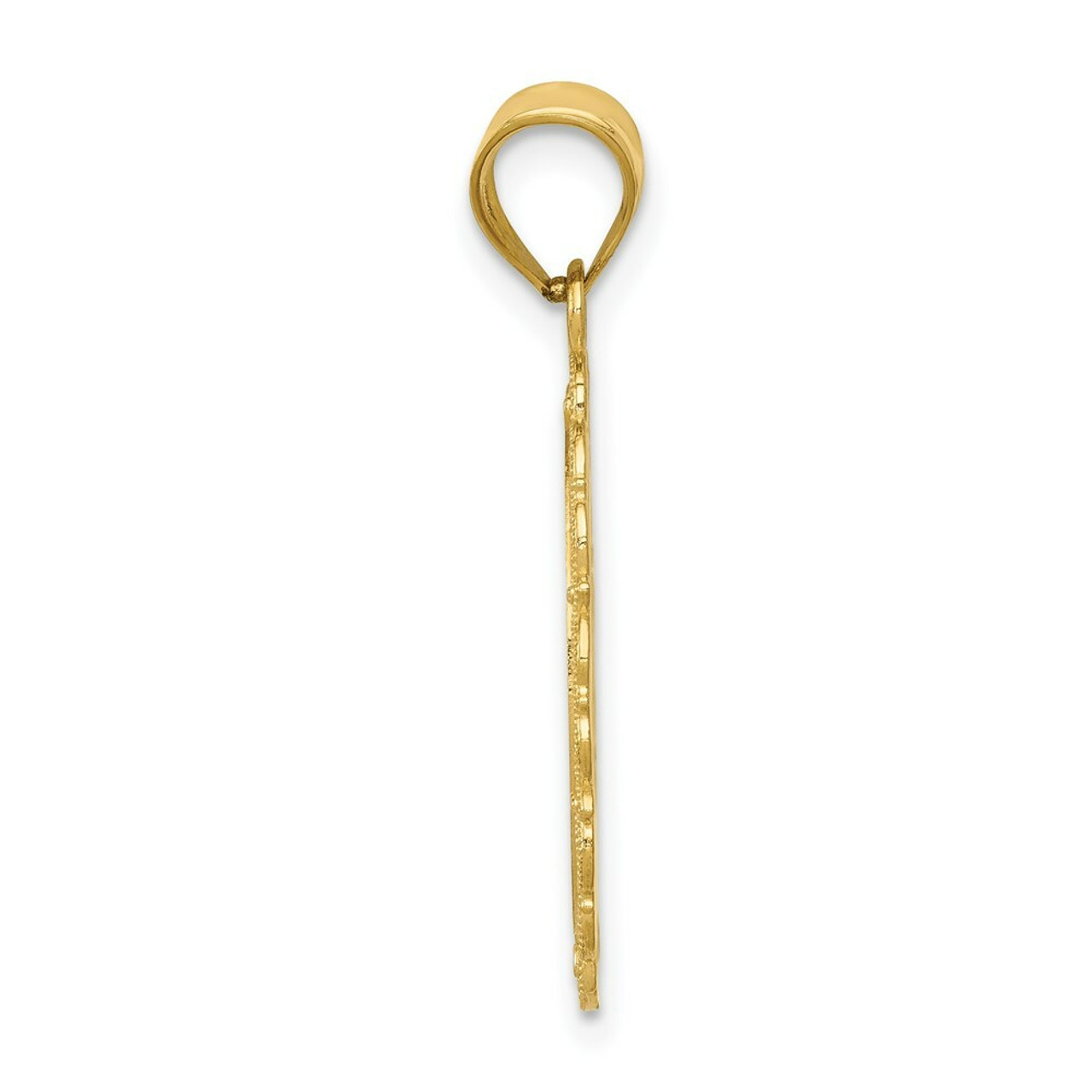 14K Yellow Gold Solid Satin Polished Aries Zodiac Oval Pendant - (A86-920)
