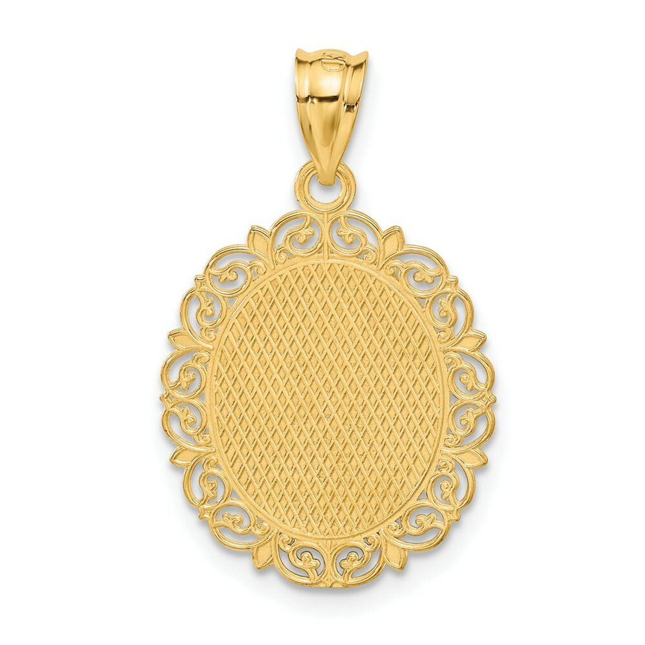 14K Yellow Gold Solid Satin Polished Aries Zodiac Oval Pendant - (A86-920)