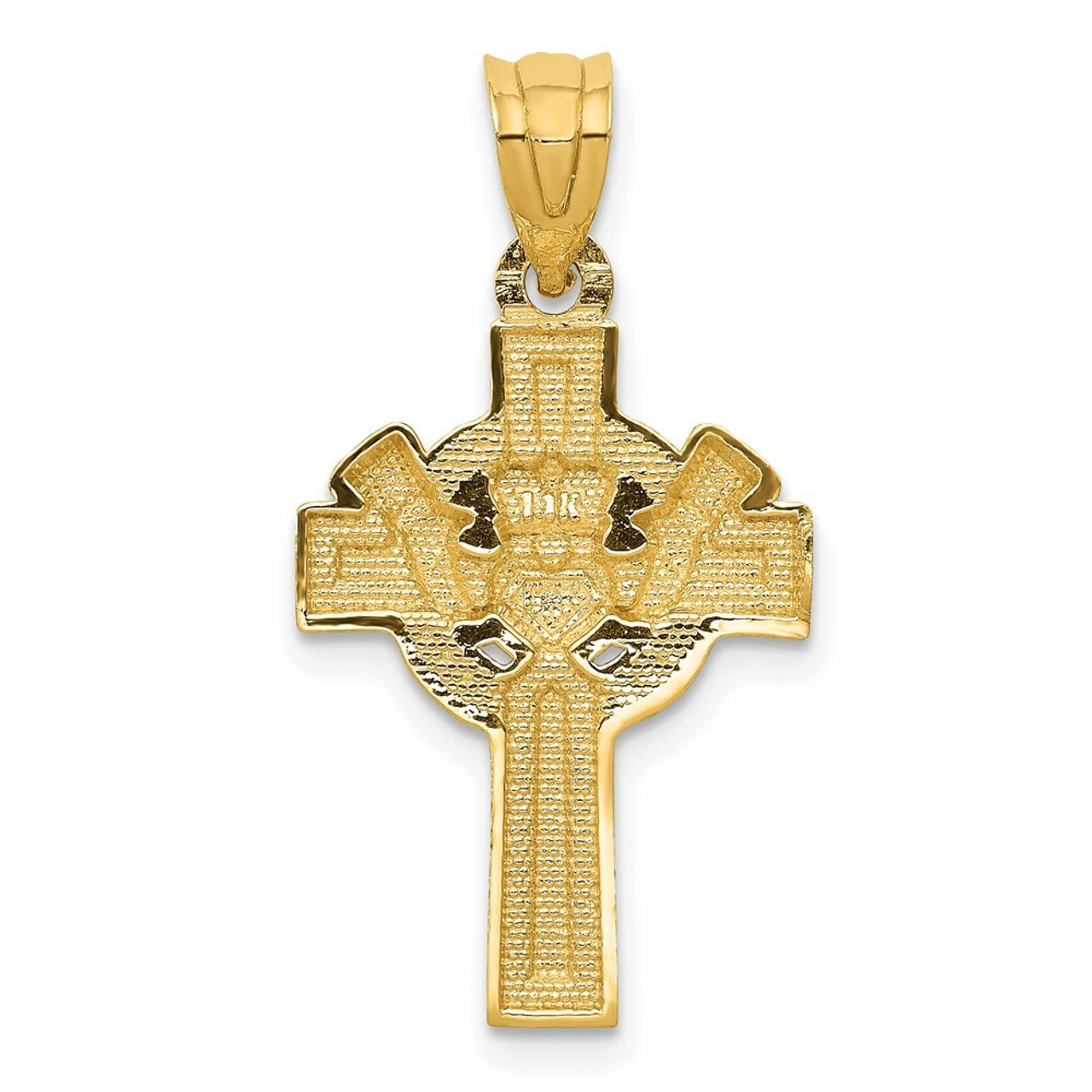 14K Two-tone Gold Claddagh Cross Pendant 25mm length - (A86-980)