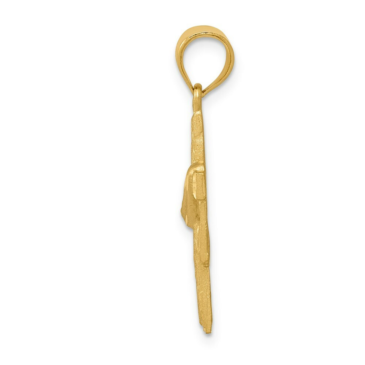 14K Yellow Gold Satin Draped Cross Pendant - (A86-995)