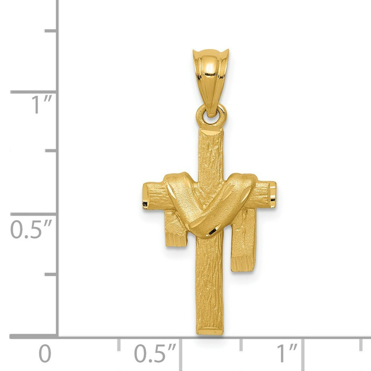 14K Yellow Gold Satin Draped Cross Pendant - (A86-995)