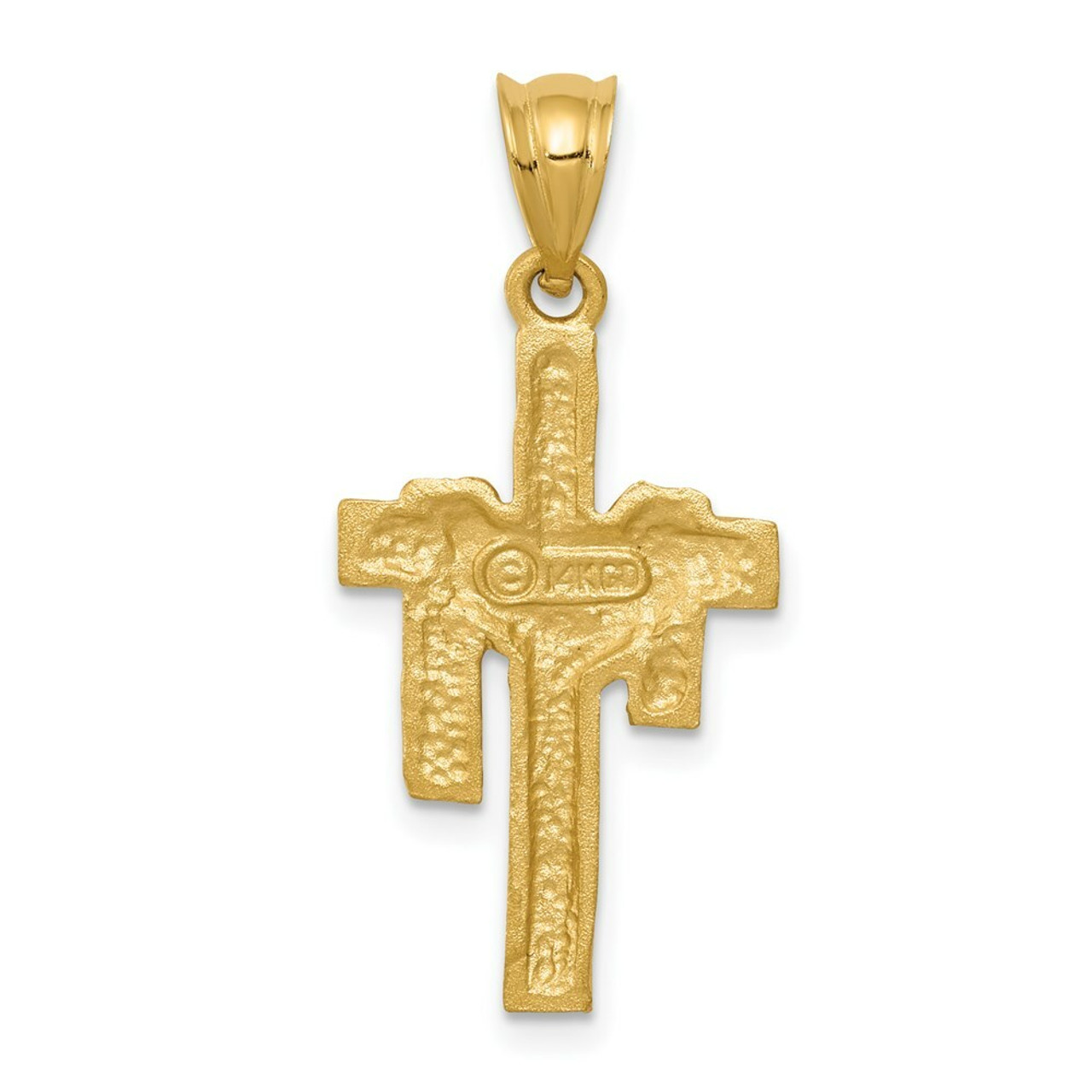 14K Yellow Gold Satin Draped Cross Pendant - (A86-995)