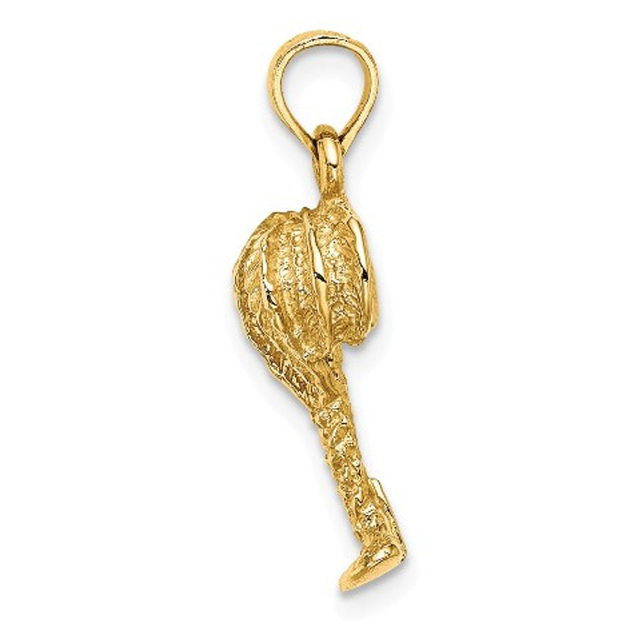 14K Yellow Gold 2-D Palm Tree With Coconuts Charm Pendant - (A92-931)