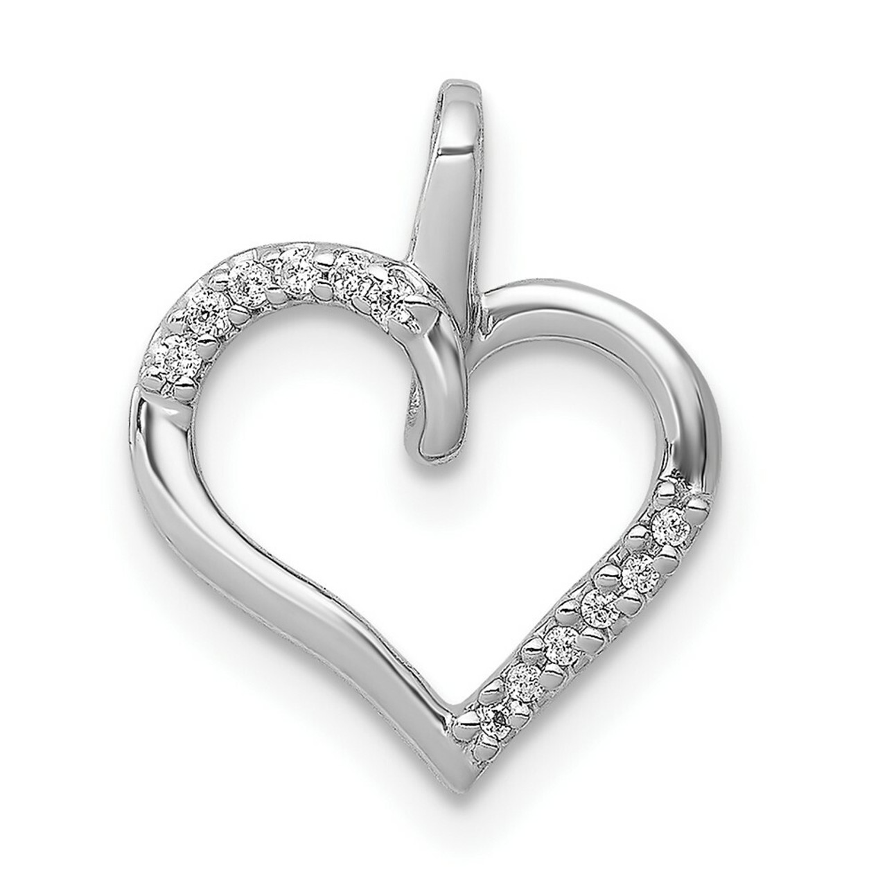 14K White Gold Diamond Accent Heart Pendant - (A97-192)