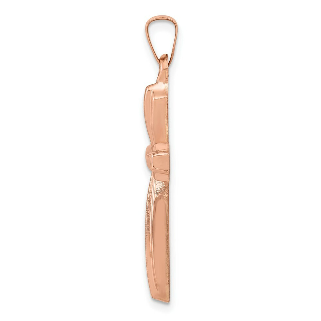 14K Rose Gold Textured, Brushed and Polished Passion Cross Pendant - (A99-977)