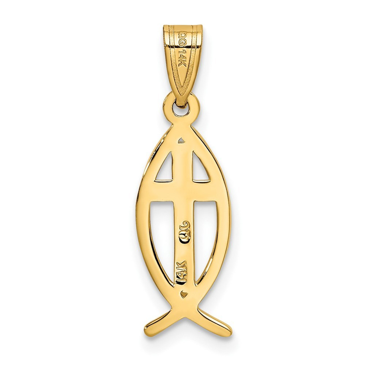 14K Yellow Gold Ichthus Fish Pendant - (B11-152)