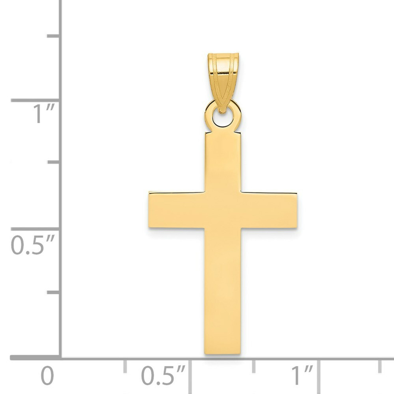 14K Yellow Gold Polished Cross Charm 31mm length - (B11-629)