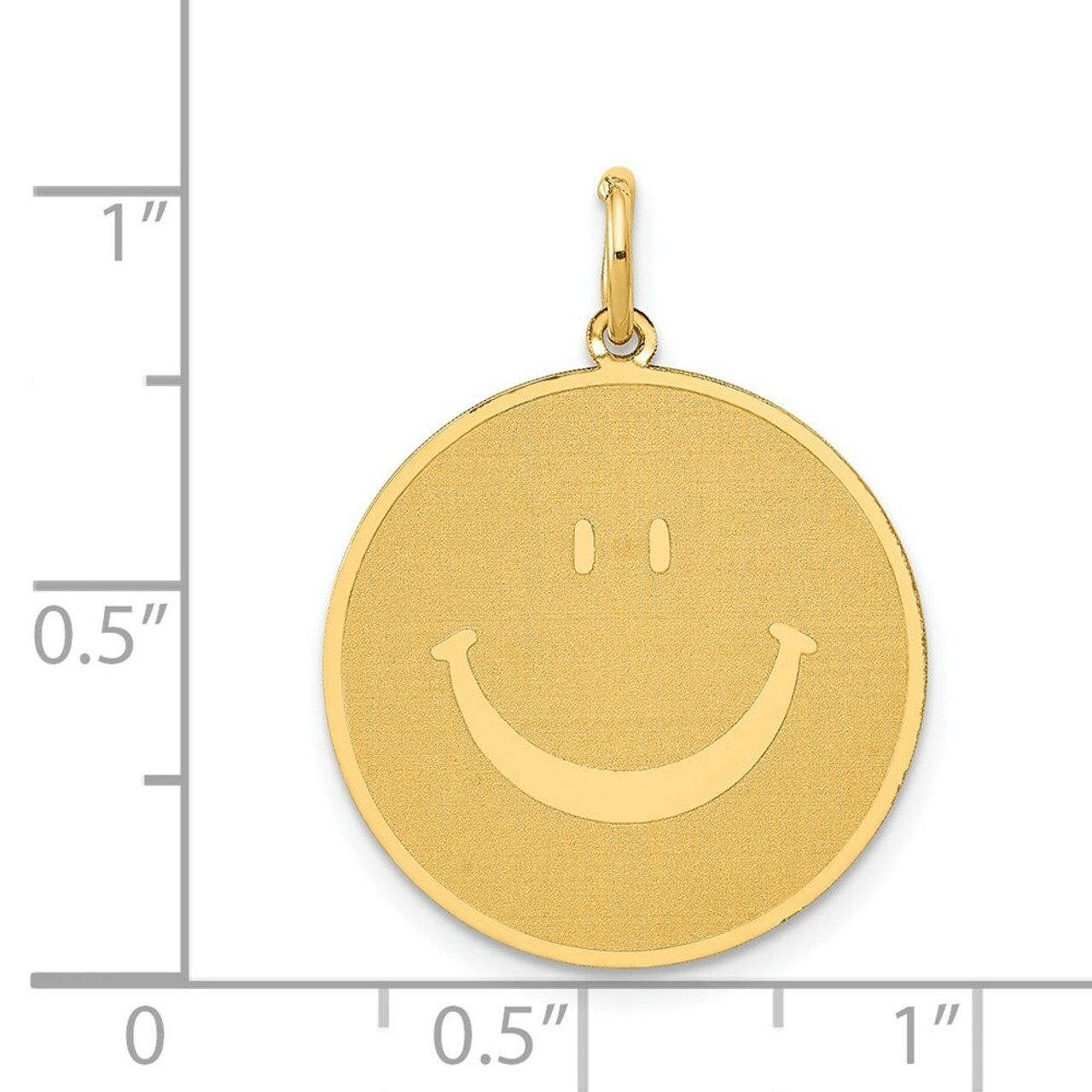 14K Yellow Gold Solid Polished Smiley Face Pendant - (B13-540)
