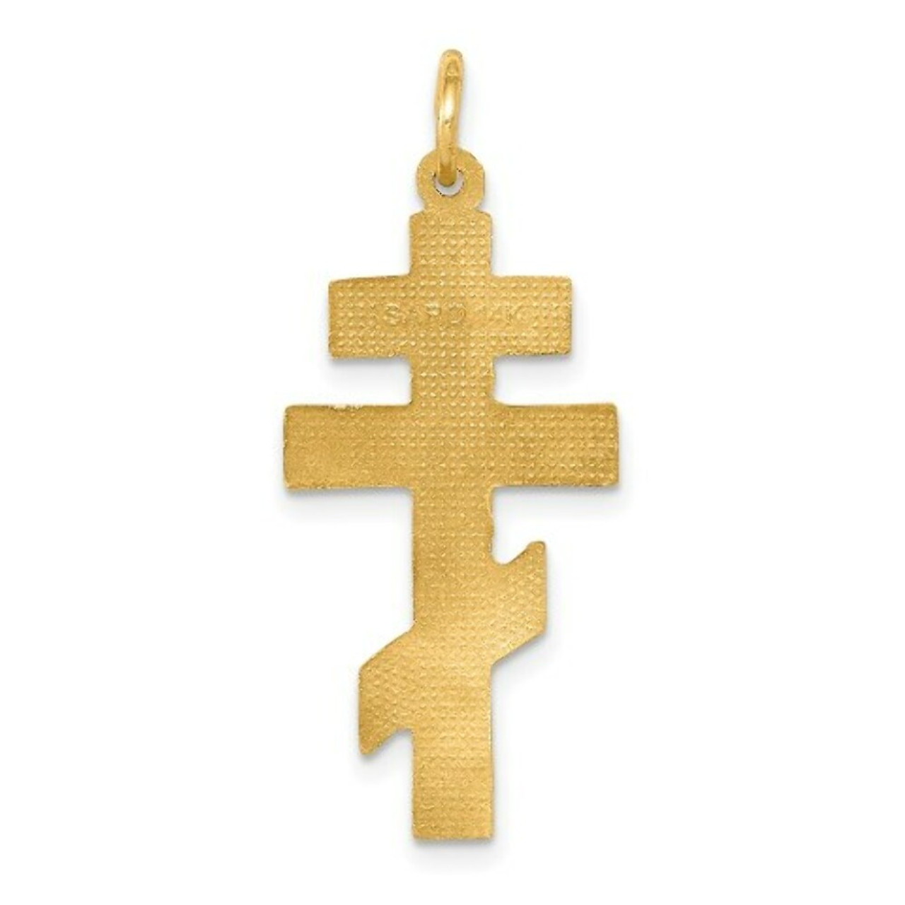 14K Yellow Gold Eastern Orthodox Cross Pendant 34mm length - (A82-887)