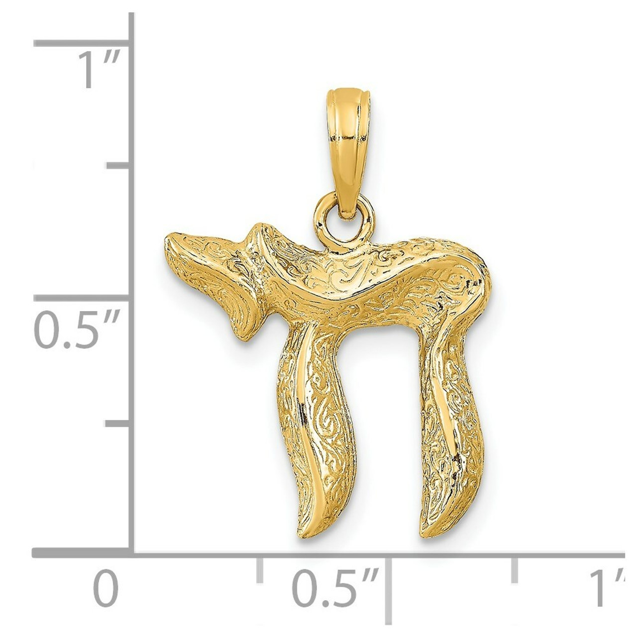 14K Yellow Gold Chai Pendant 24mm length - (A84-609)