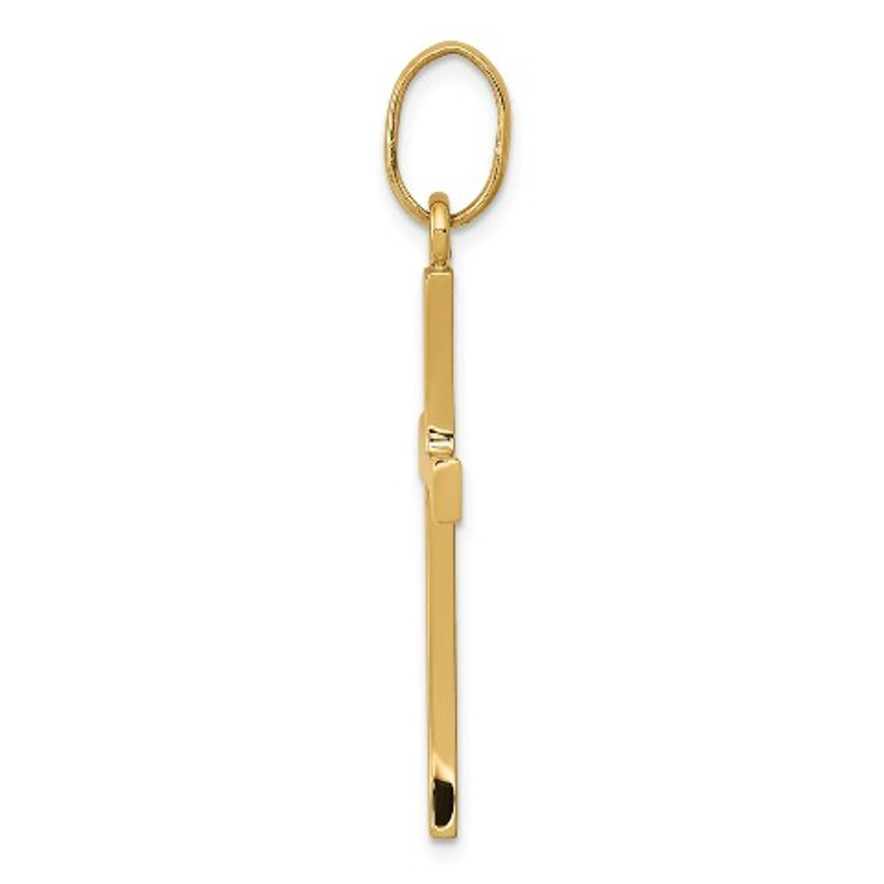 14K Yellow Gold Polished Cross Pendant 39mm length - (A84-851)