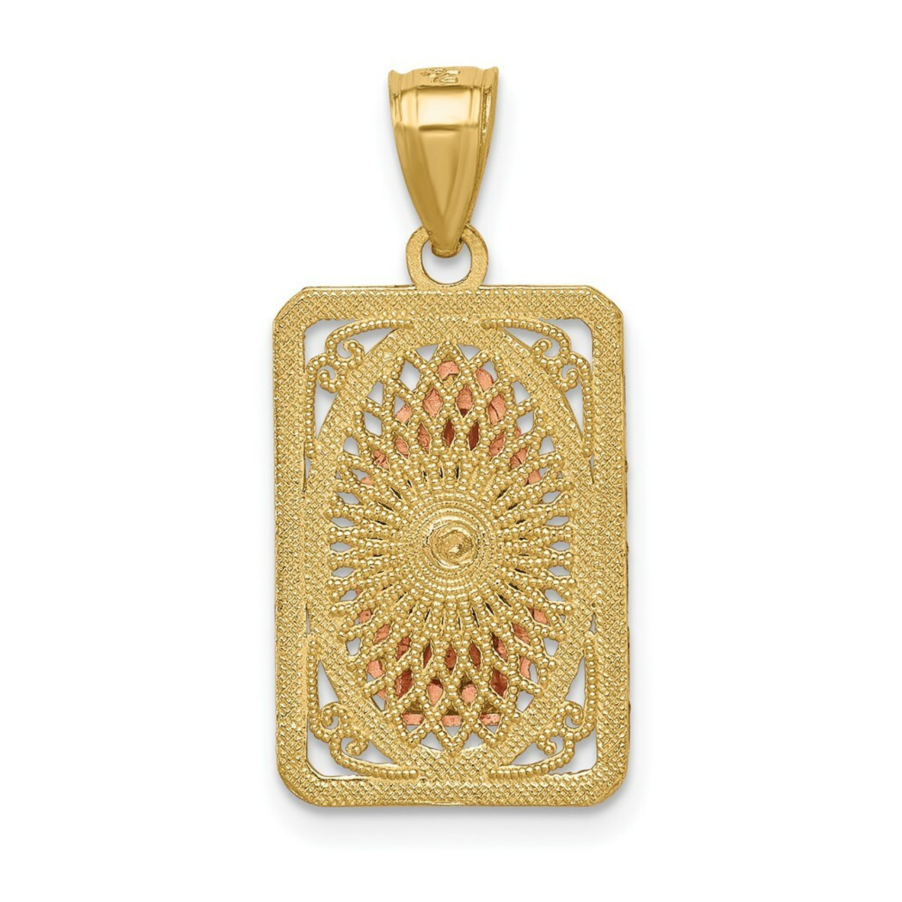 14k Tri-Color Gold Diamond-cut Lady of Guadalupe Pendant - (A86-258)