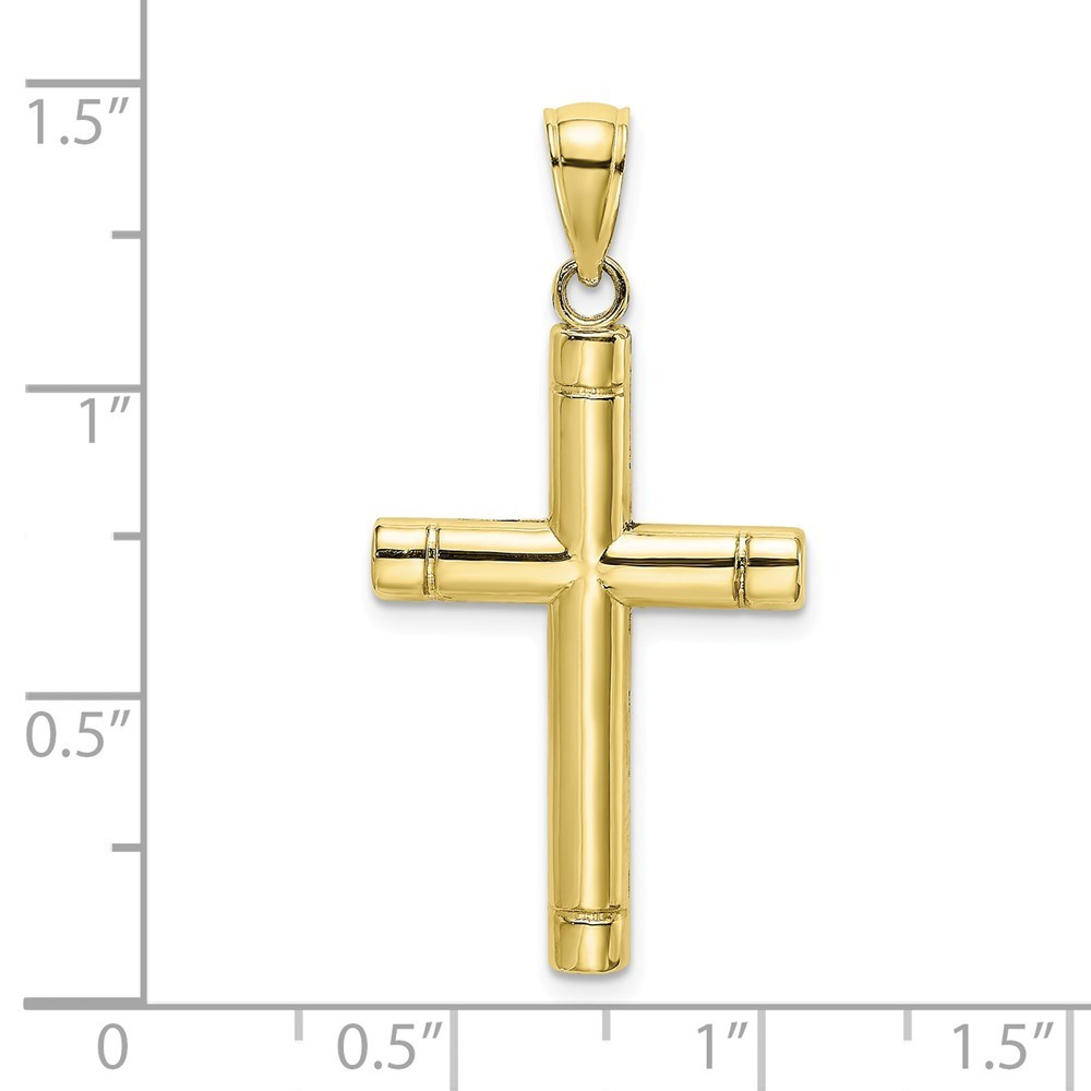 10K Yellow Gold Tubular Cross Pendant - (A88-966) - Roy Rose Jewelry