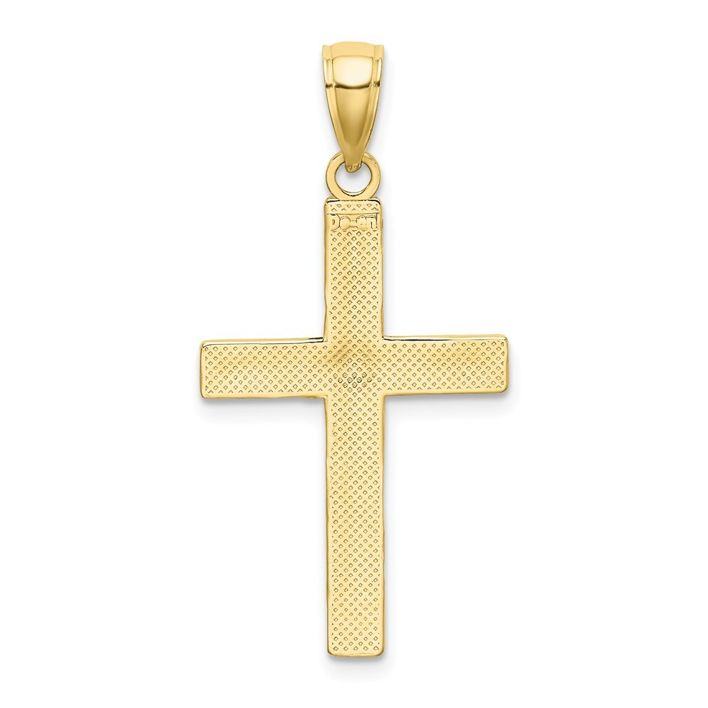 10K Yellow Gold Tubular Cross Pendant - (A88-966) - Roy Rose Jewelry