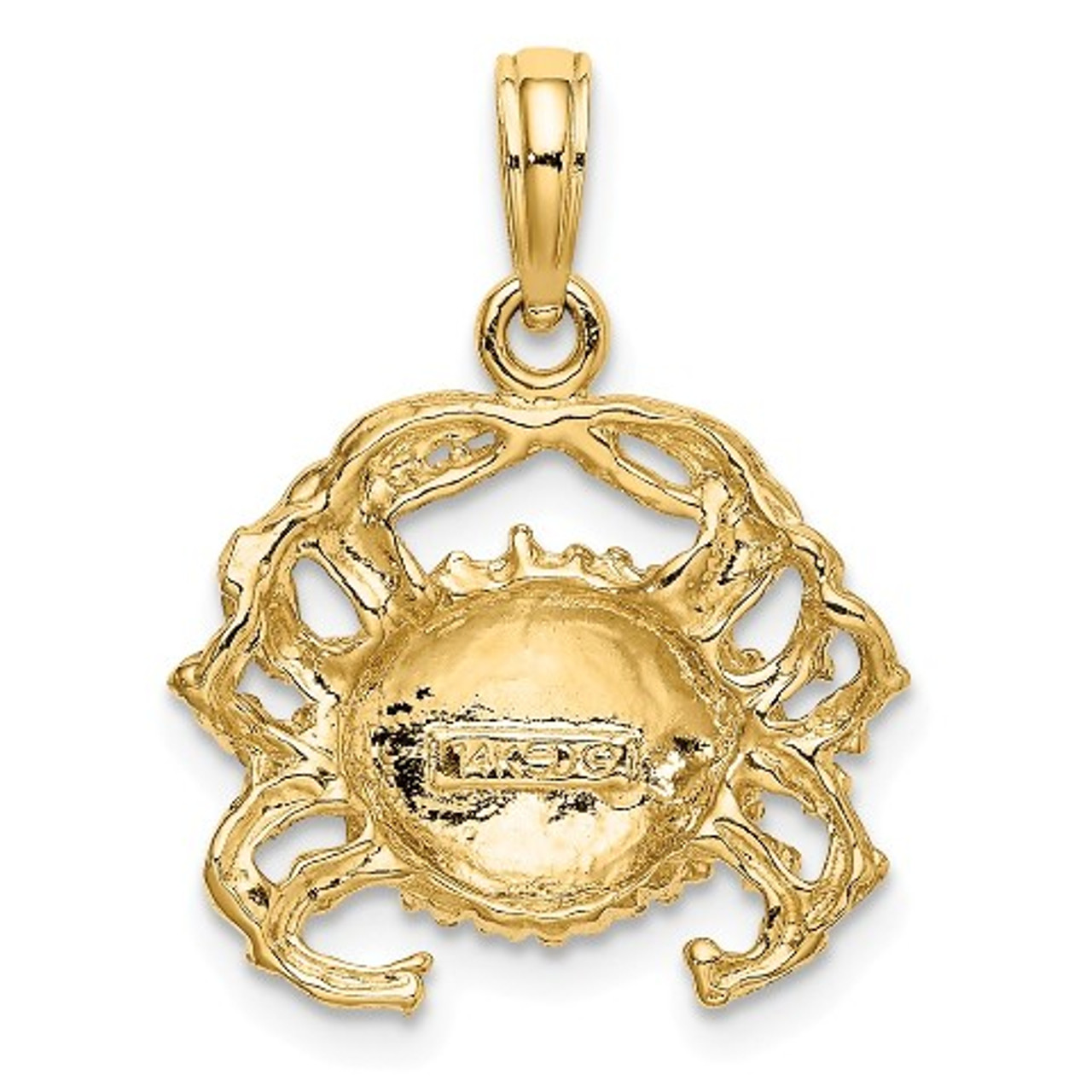14K Yellow Gold 2-D Crab Charm Pendant - (A91-753)