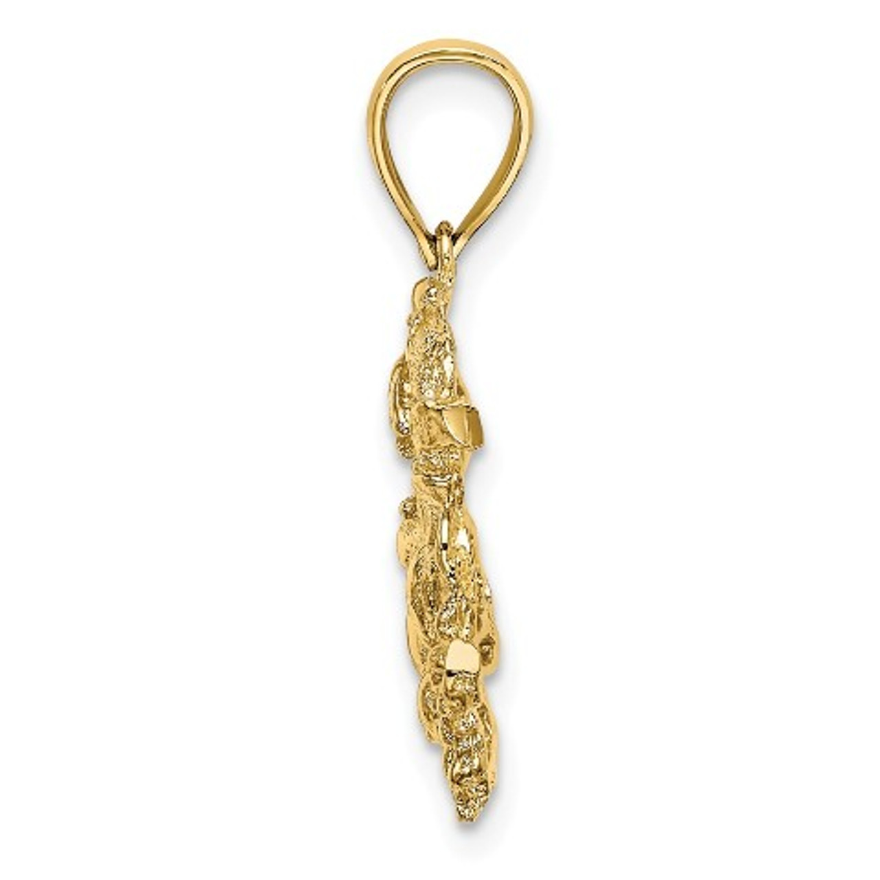 14K Yellow Gold 2-D Textured Crab Charm Pendant - (A91-902)