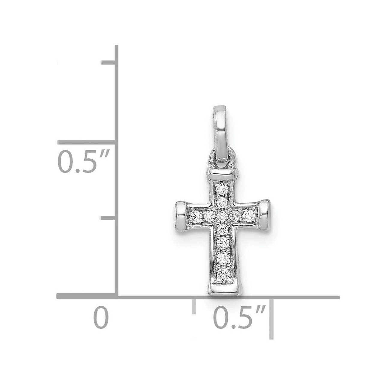 14K White Gold Small Diamond Latin Cross Pendant 1/20-Carat - (A97-271)