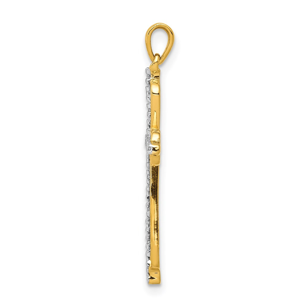 14K Yellow Gold .03-Carat Diamond Accent Cross Pendant - (A97-276