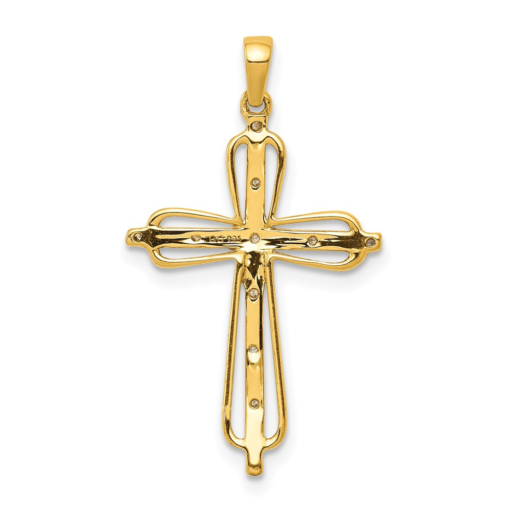 14K Yellow Gold .03-Carat Diamond Accent Cross Pendant - (A97-276