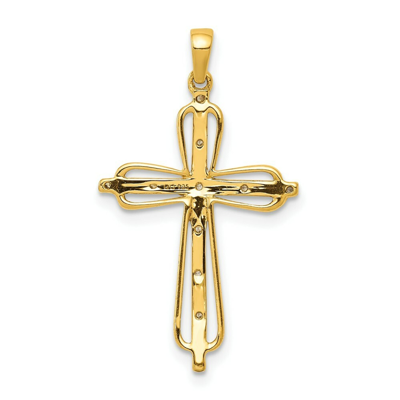 14K Yellow Gold .03-Carat Diamond Accent Cross Pendant - (A97-276)