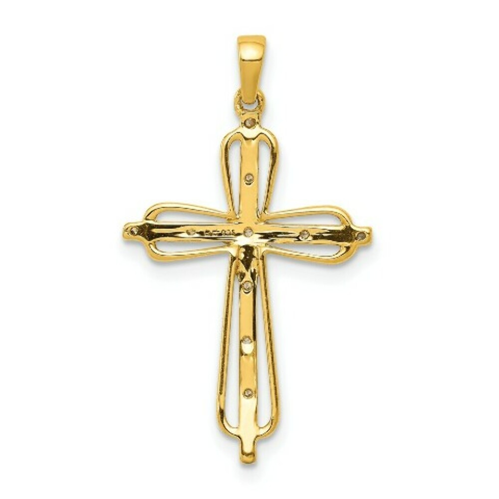 14K Yellow Gold .03-Carat Diamond Accent Cross Pendant - (A97-276