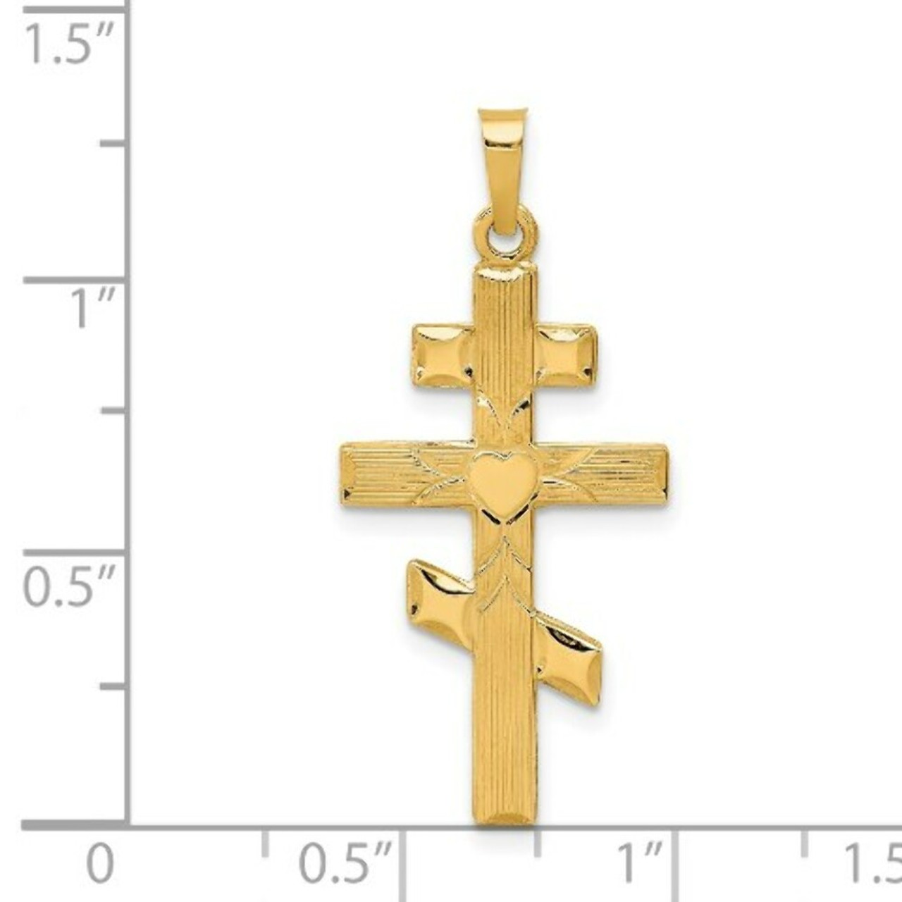 14K Yellow Gold Eastern Orthodox Cross Pendant 34mm length - (B11-691)