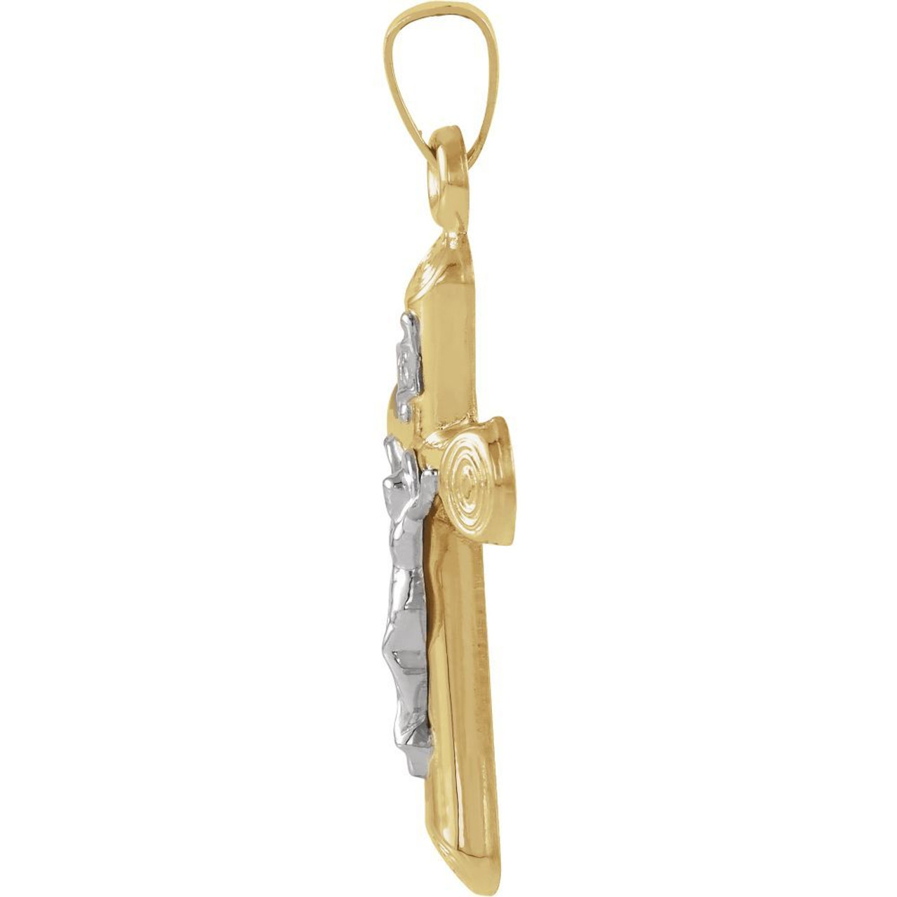 14K Yellow & White Gold 22x15mm Crucifix Pendant - (B15-145)