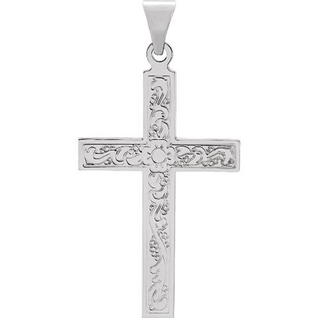 14K White Gold Cross Pendant - (B15-373) - Roy Rose Jewelry