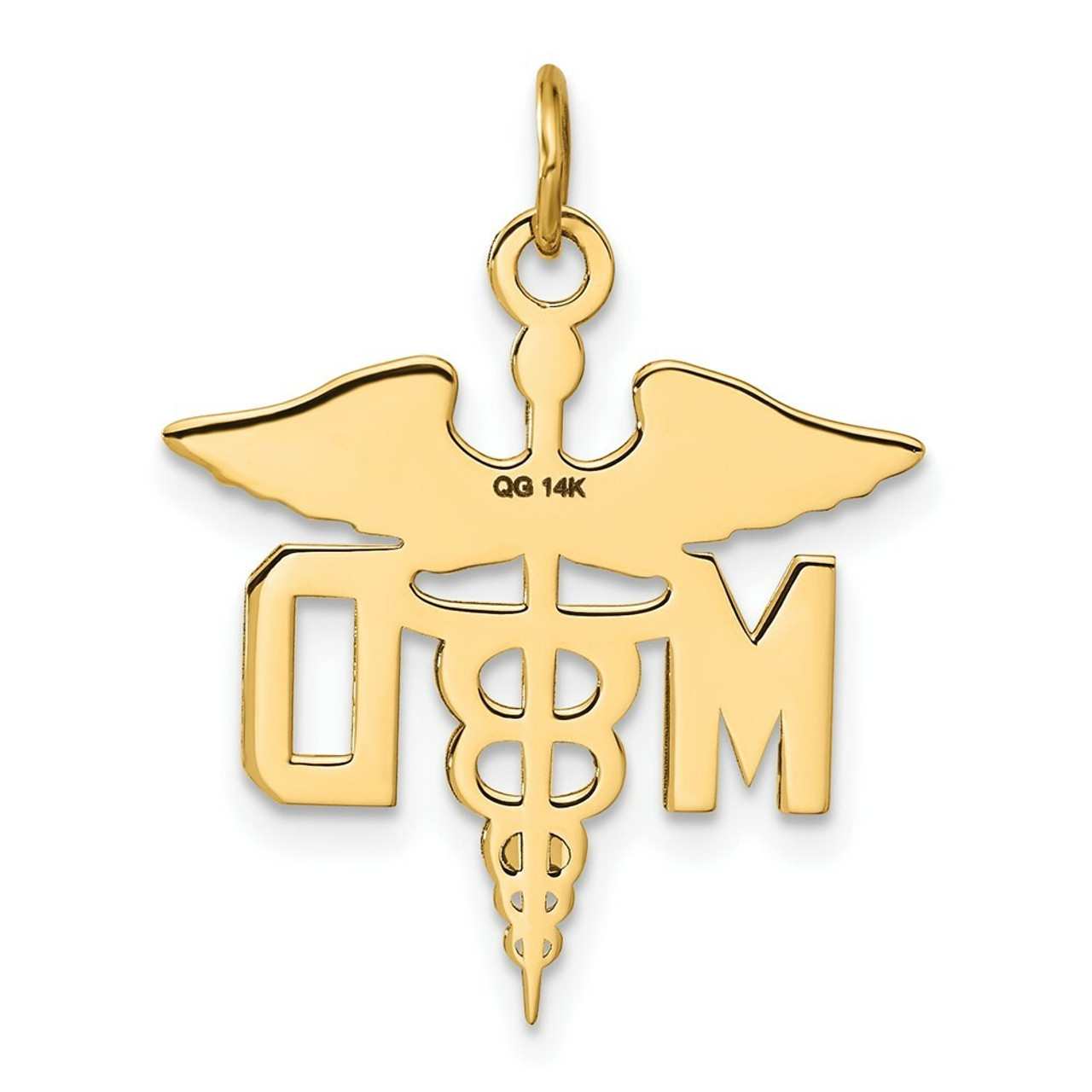 14K Yellow Gold Large M.D. Caduceus Charm - (A82-502)