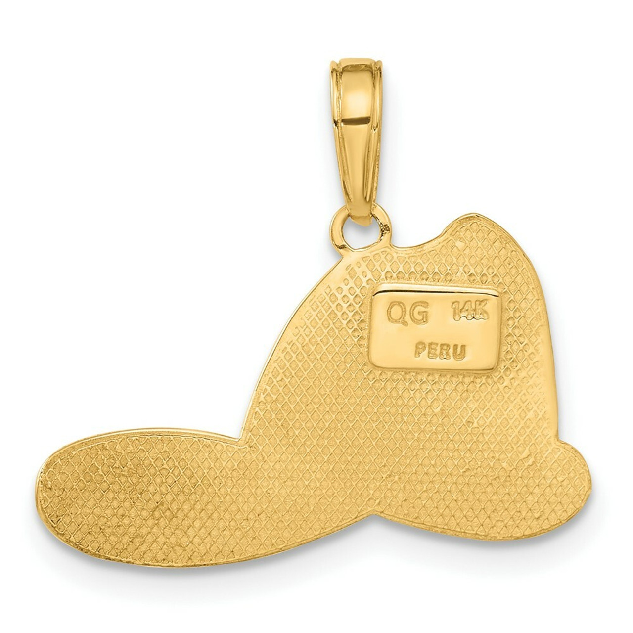 14K Yellow Gold Large Firefighter Hat Pendant - (A83-177)