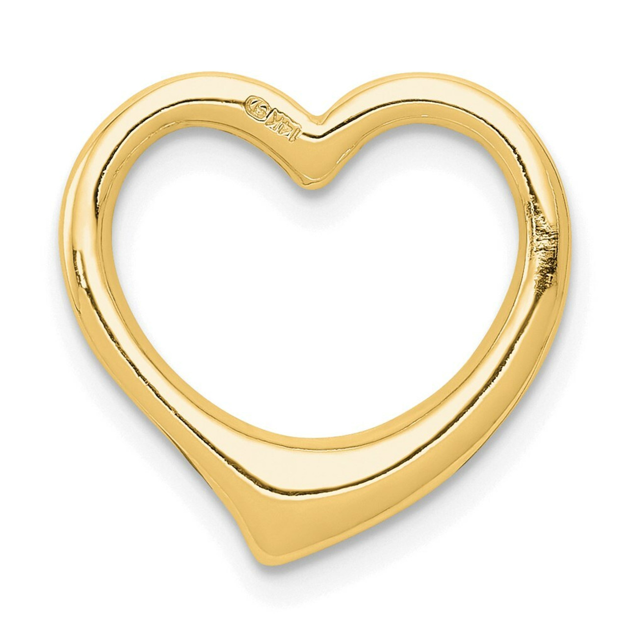 14K Yellow Gold 3-D Floating Heart Slide - (A83-360)