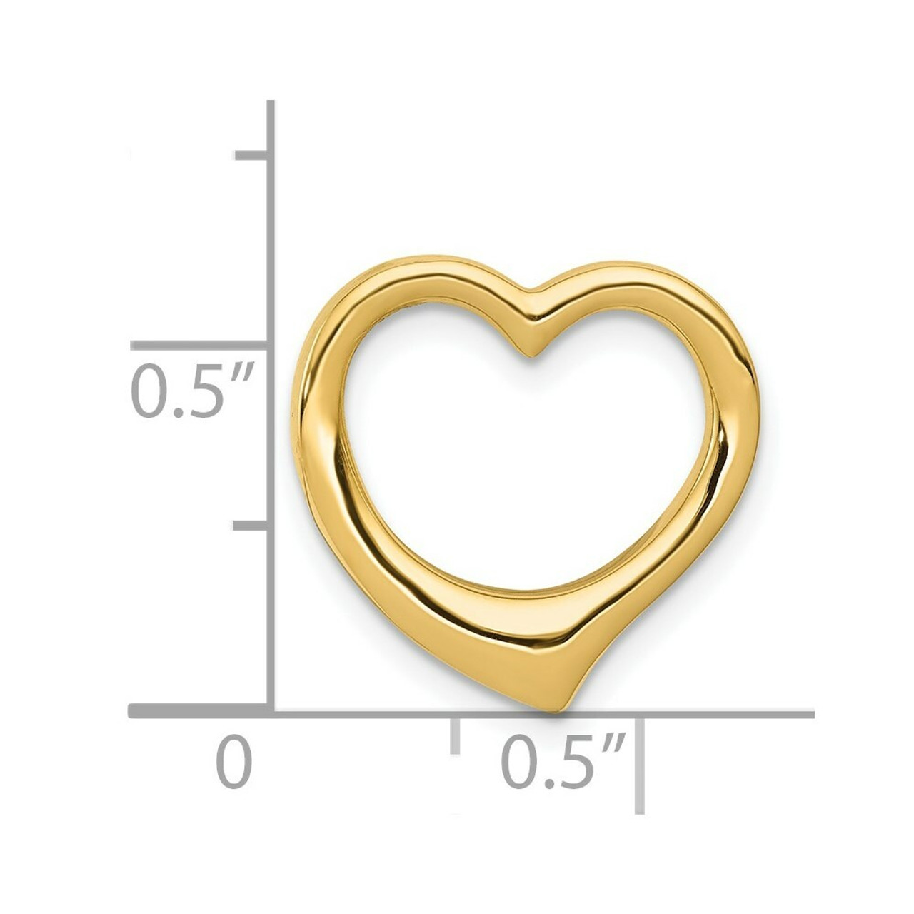 14K Yellow Gold 3-D Floating Heart Slide - (A83-360)
