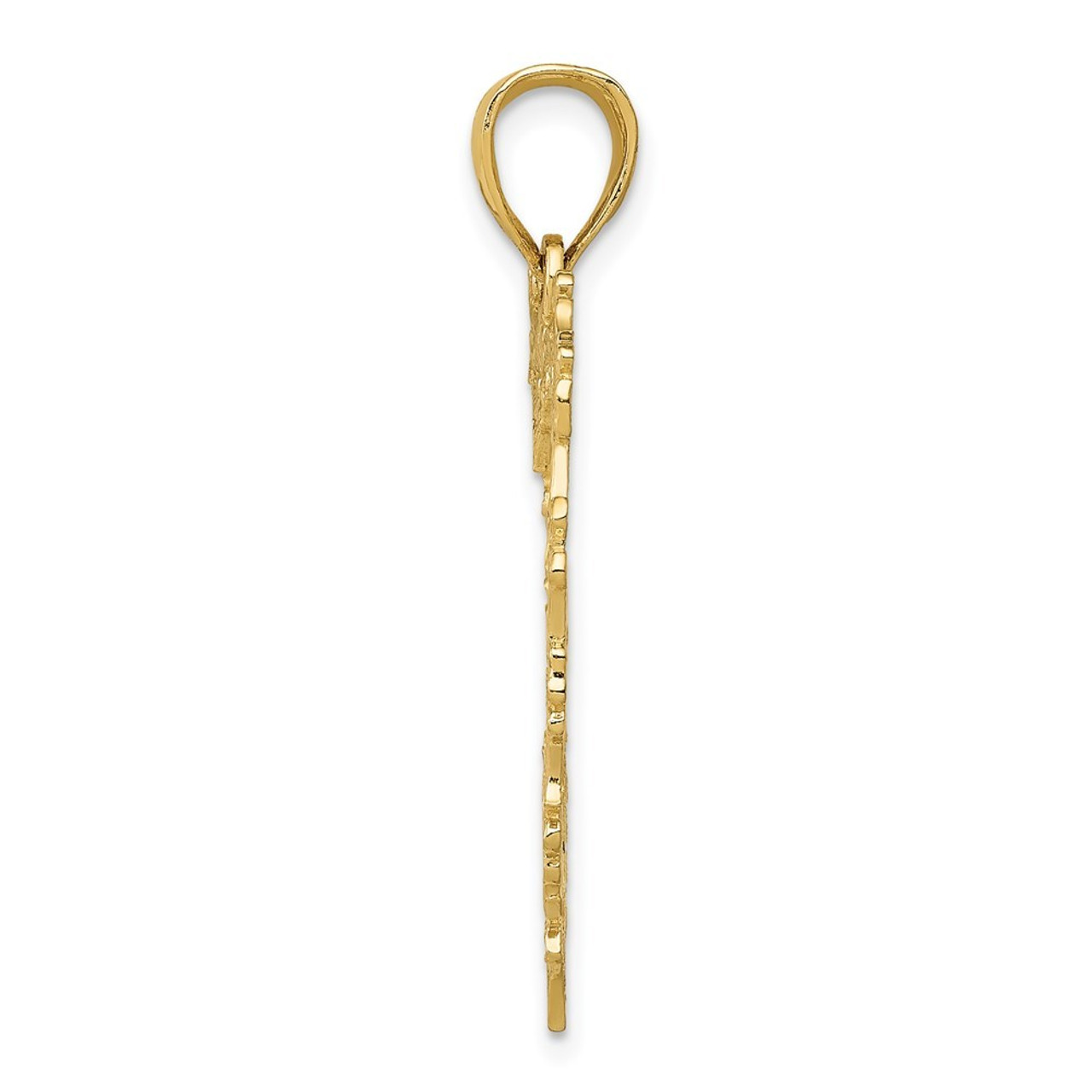 14K Yellow Gold Large Floral Heart Pendant - (A83-476)