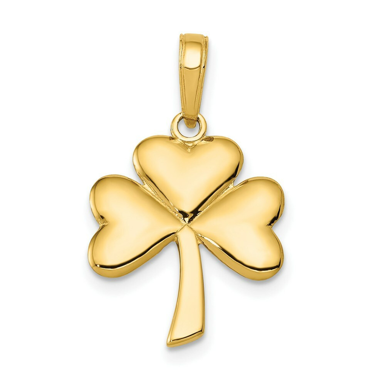 14K Yellow Gold Polished Solid Shamrock Pendant - (A83-480)