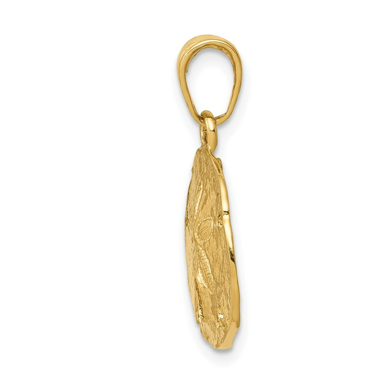 14K Yellow Gold Polished Sand Dollar Pendant - (A83-523)